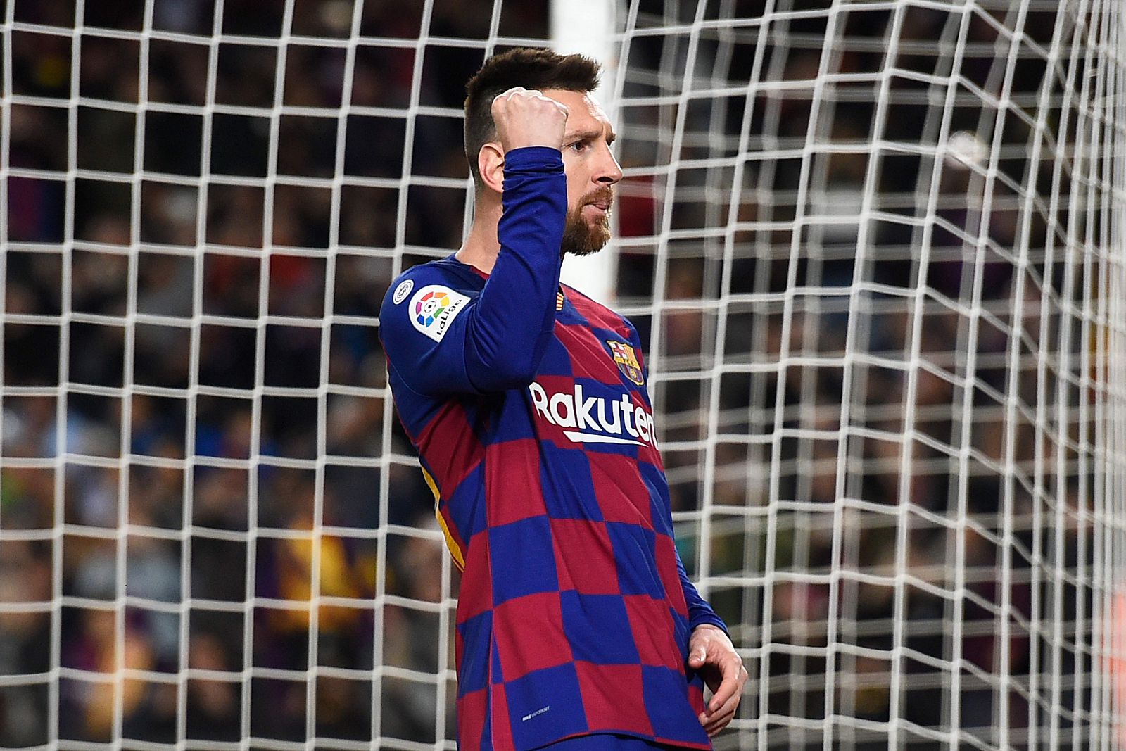 Messi celebra uno de sus goles ante el Celta