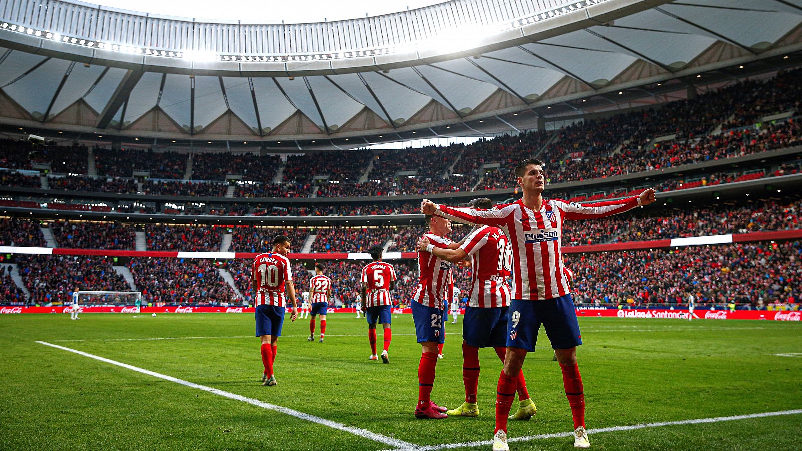 Morata celebra su gol ante el Espanyol