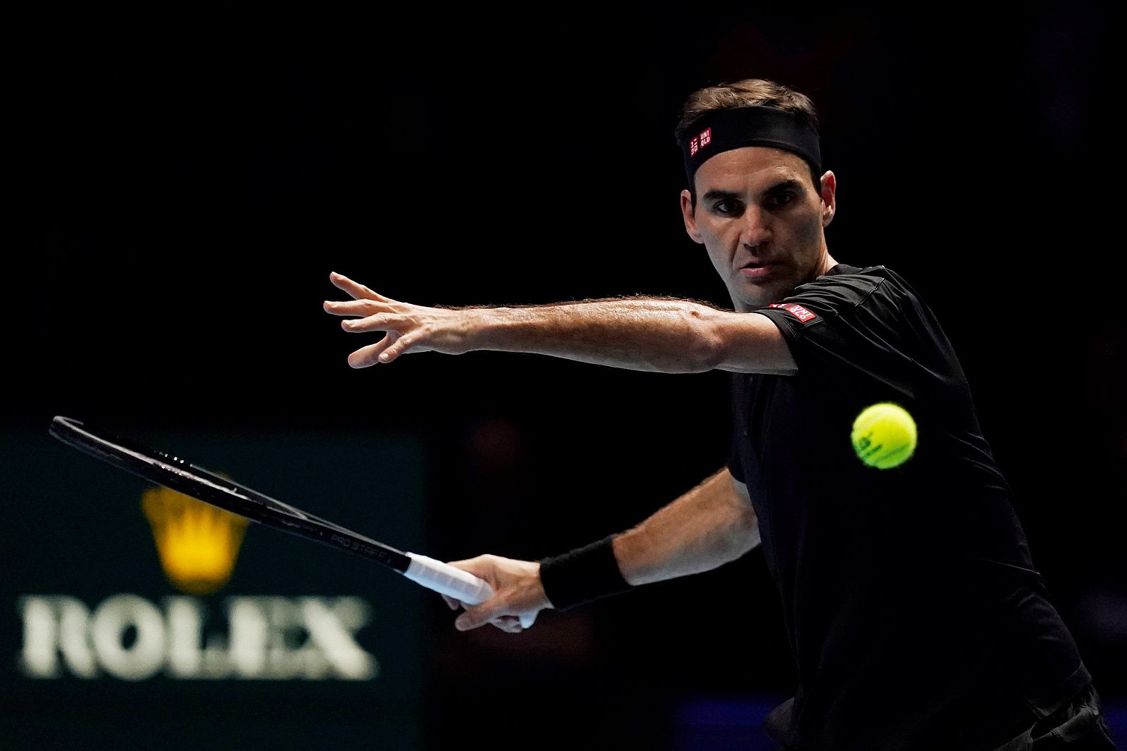 Federer, en el partido ante Djokovic en Londres