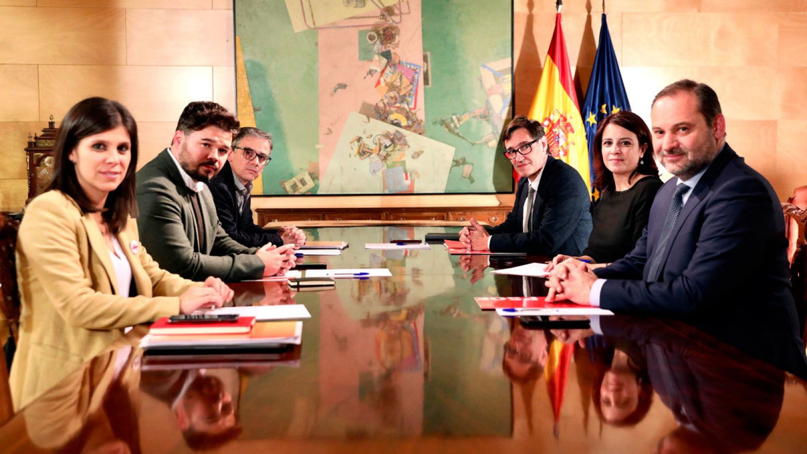 Equipos negociadores de ERC y PSOE en su última reunión