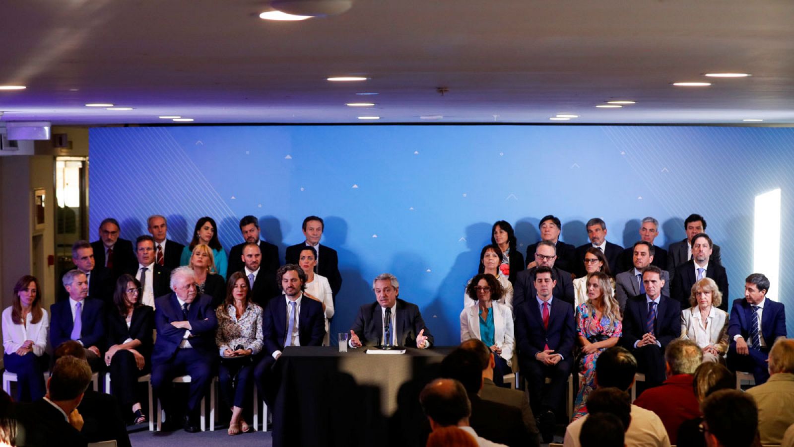 El presidente electo de Argentina, Alberto Fernández, durante la rueda de prensa para desvelar la composición de su gabinete.