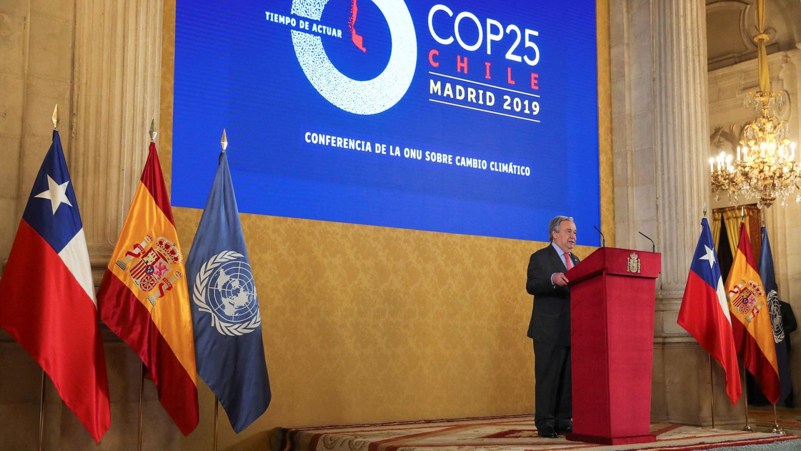 El secretario general de la ONU, Antonio Guterres, durante la COP25