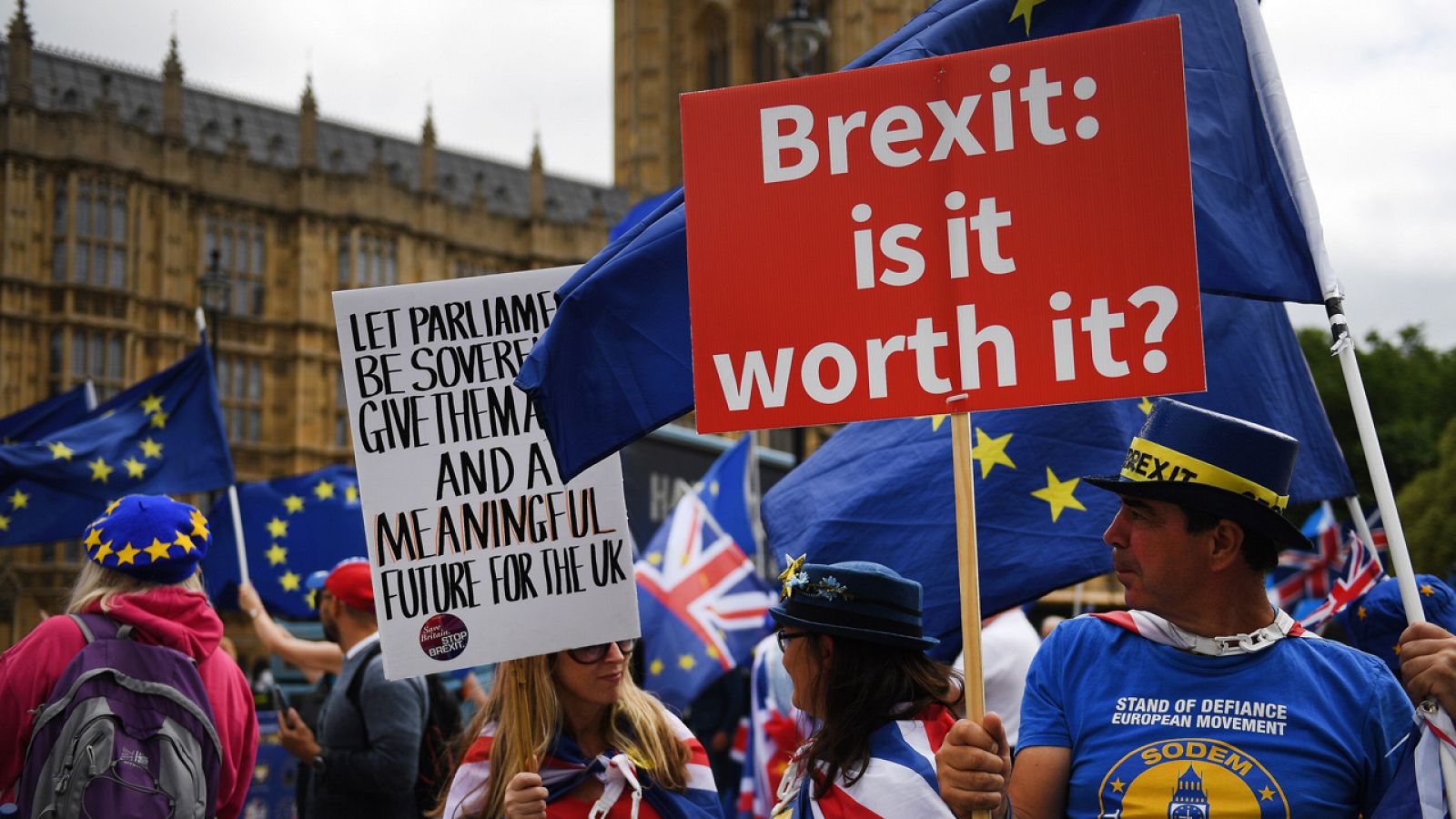 Activistas proeuropeos se concentran en el Parlamento británico en junio
