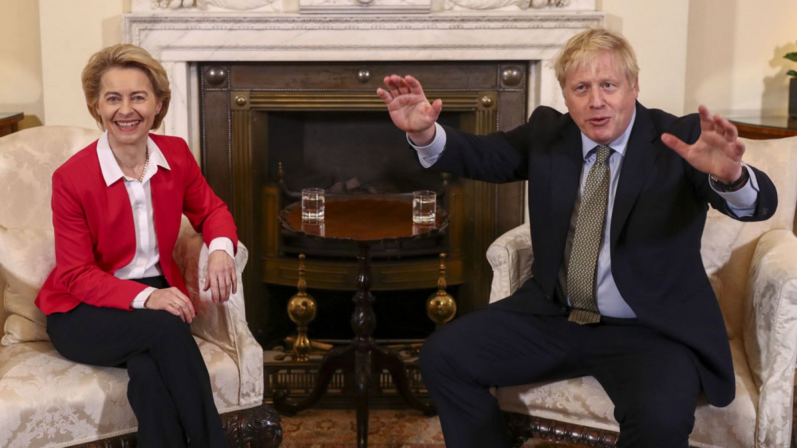 La presidenta de la Comisión Europea, Úrsula von der Leyen, y el primer ministro británico, Boris Johnson, durante el encuentro que mantuvieron en Londres el pasado mes de enero
