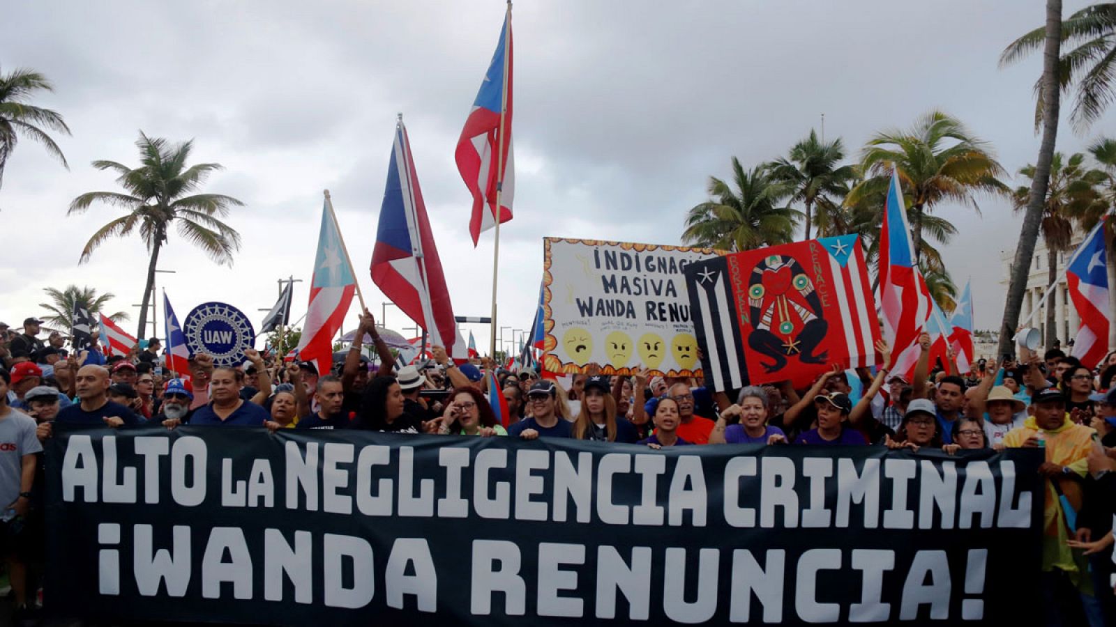 Una imagen de la marcha para pedir la dimisión de la gobernadora de Puerto Rico, Wanda Vázquez, el jueves 23 de enero de 2020 en San Juan.