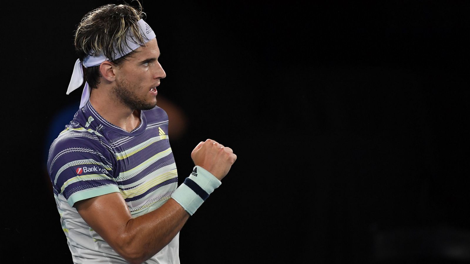 Dominic Thiem celebra un punto en su partido ante Rafa Nadal.