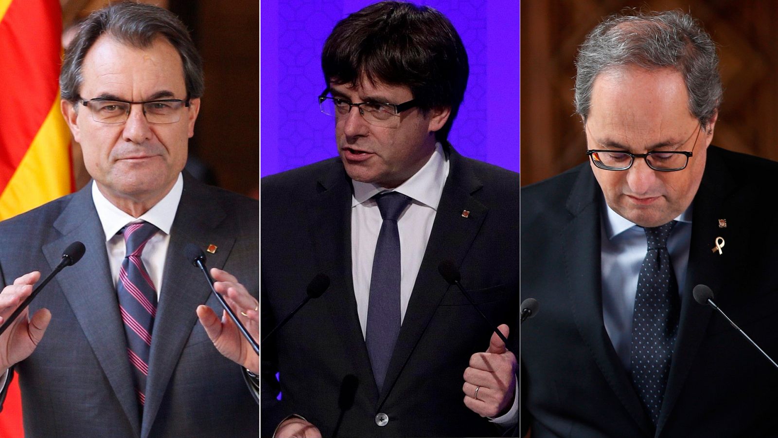 Elecciones en Cataluña: Los presidentes catalanes Artur Mas, Carles Puigdemont y Quim Torra