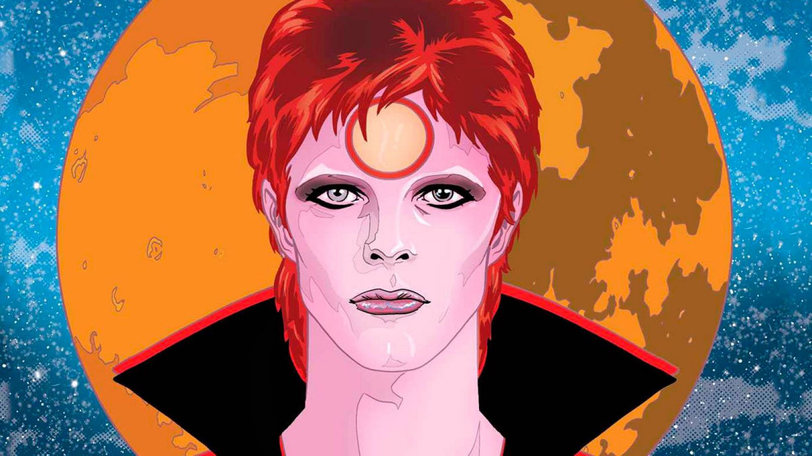 Detalle de la portada de 'Bowie: Polvo de estrellas, pistolas de rayos y fantasías de la era espacial'