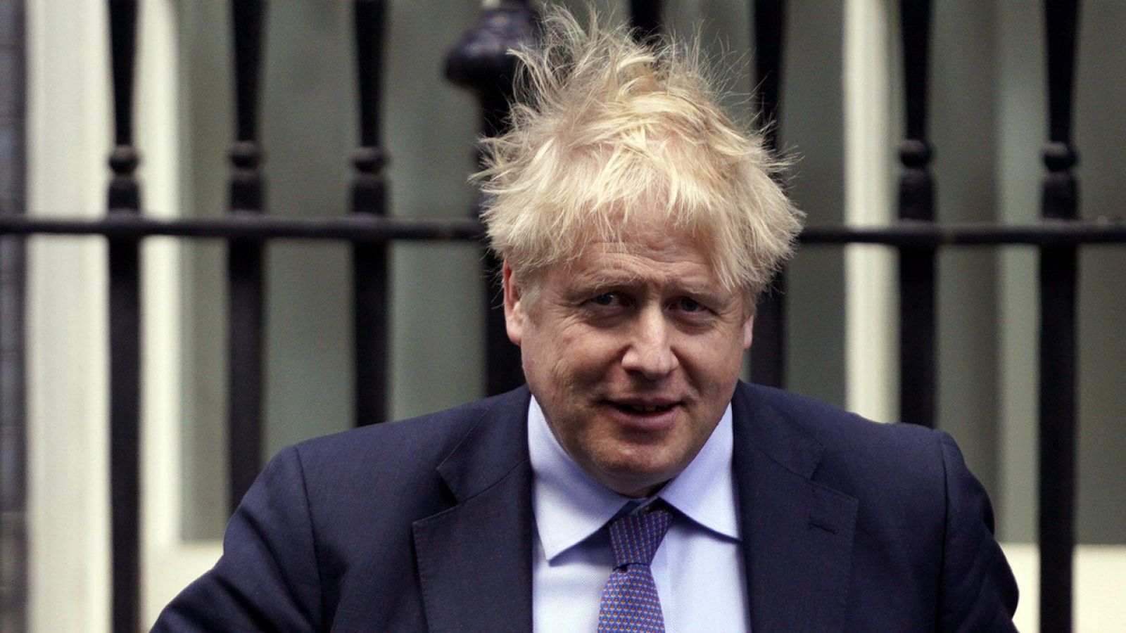 Boris Johnson, a su salida de Downing Street el 10 de febrero