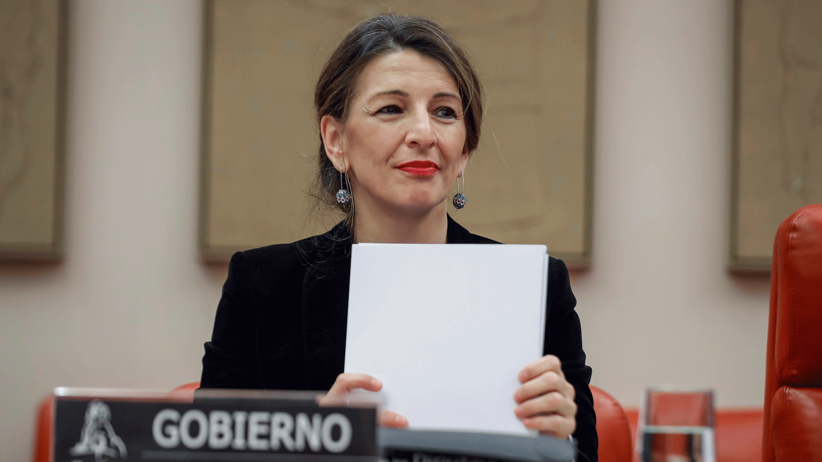 La ministra de Trabajo y Economía Social, Yolanda Díaz, durante su comparecencia en el Congreso de los Diputados