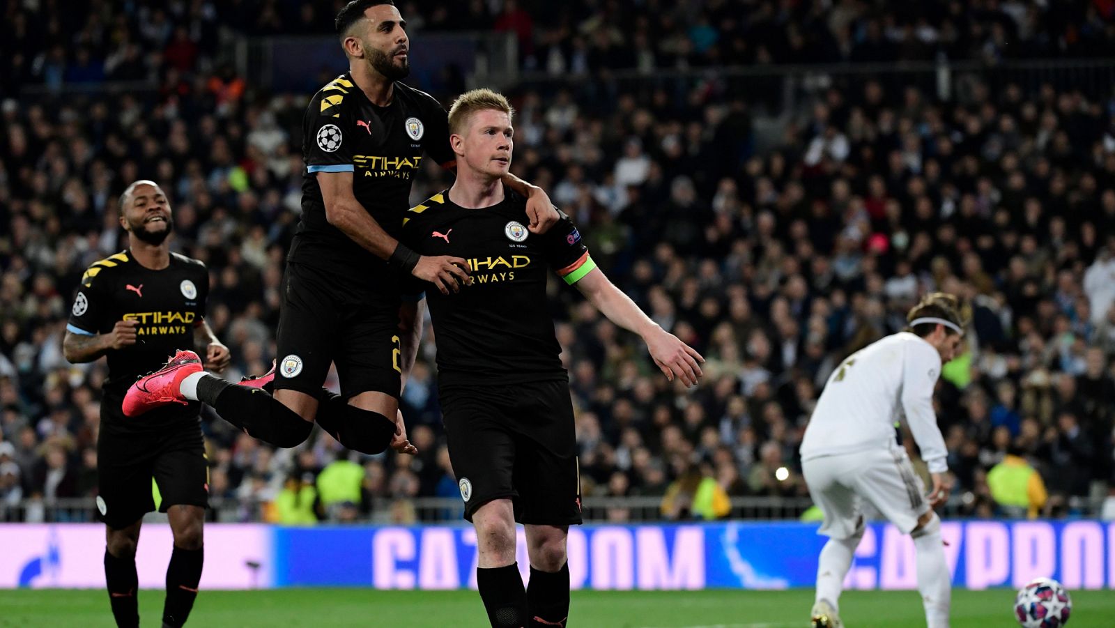 El belga De Bruyne celebra su gol contra el Madrid, el 1-2 para el Manchester City.