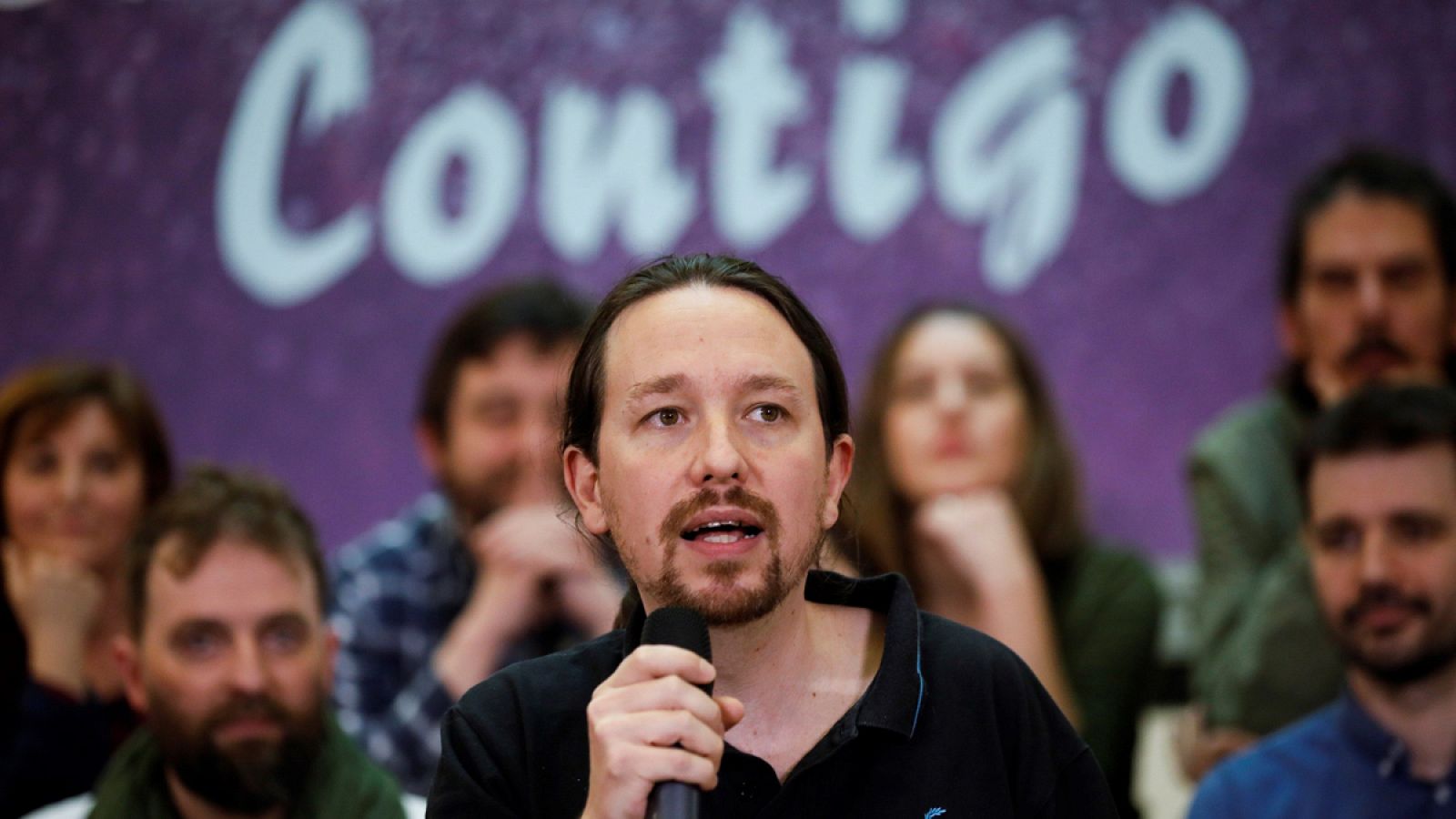 El secretario general de Podemos, Pablo Iglesias, en un acto este domingo