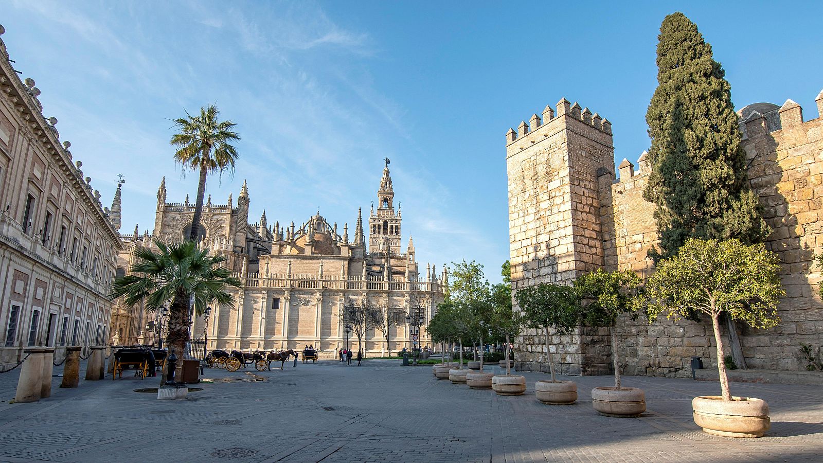 Las calles más turísticas y comerciales de Sevilla se han quedado casi desiertas con motivo de la crisis del coronavirus.
