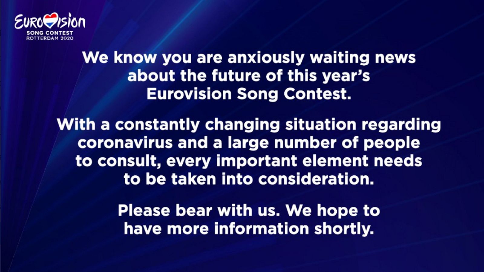 Comunicado de Eurovisión 2020