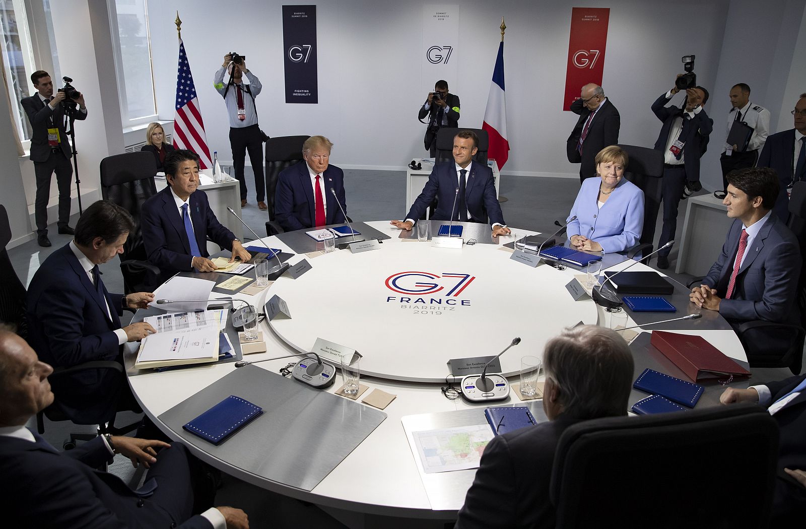 Mesa redonda de los líderes del G7 durante la cumbre de Biarritz, Francia, en agosto de 2019.