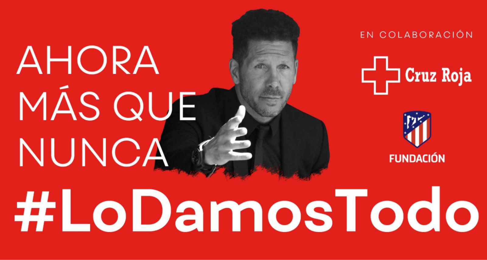 Imagen de la campaña de la Cruz Roja con el 'Cholo' Simeone