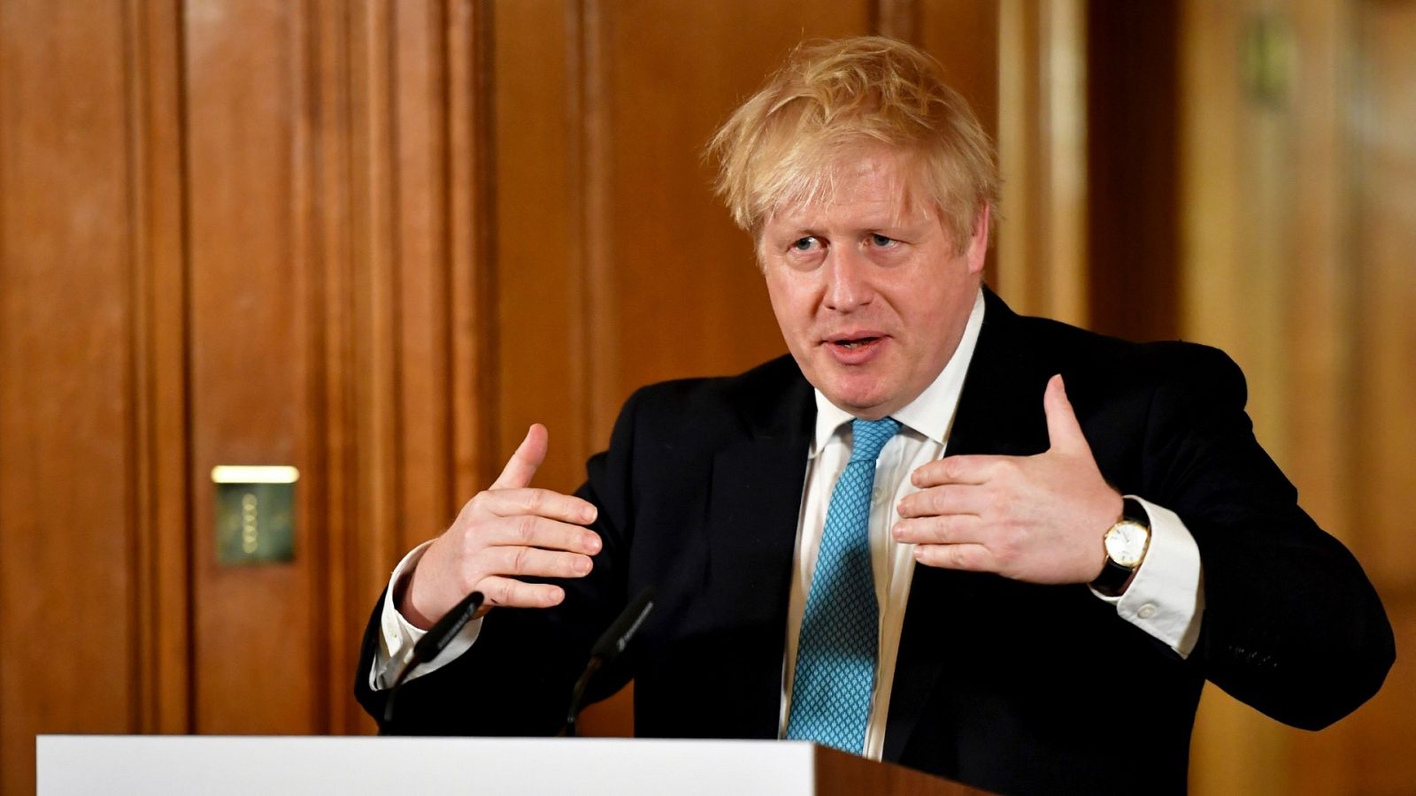  Boris Johnson, durante una rueda de prensa