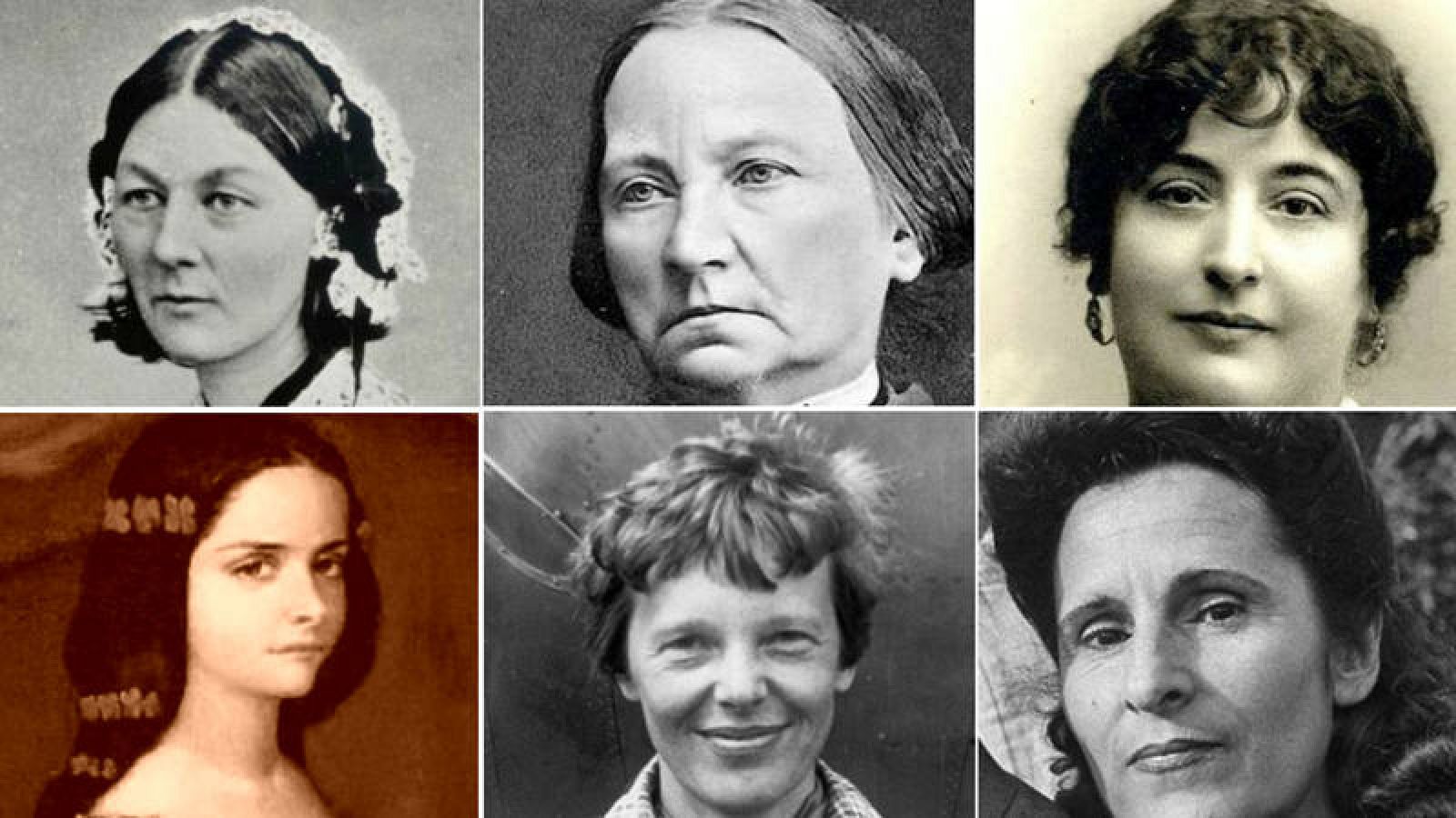 Florence Nightingal, Concepción Arenal, Colombine, Isabel Barreto, Amelia Earhart y Gala Dalí 