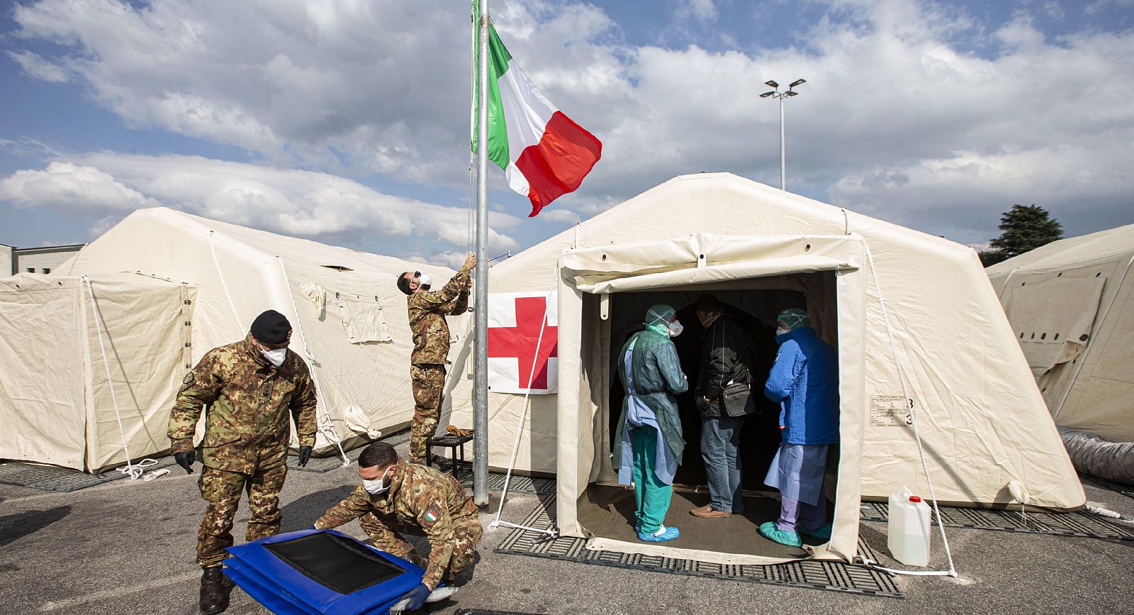 Hospital de campaña ubicado en la localidad italiana de Crema.