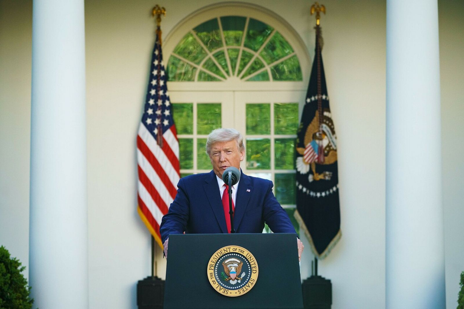 El presidente Donald Trump durante la conferencia diaria sobre el coronavirus