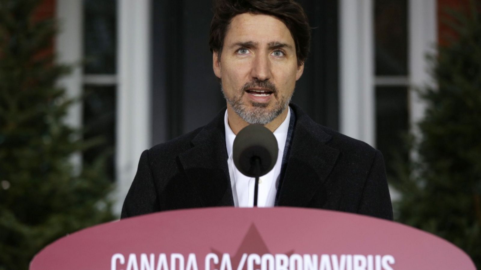 El primer ministro canadiense, Justin Trudeau, durante una rueda de prensa para informar del coronavirus.