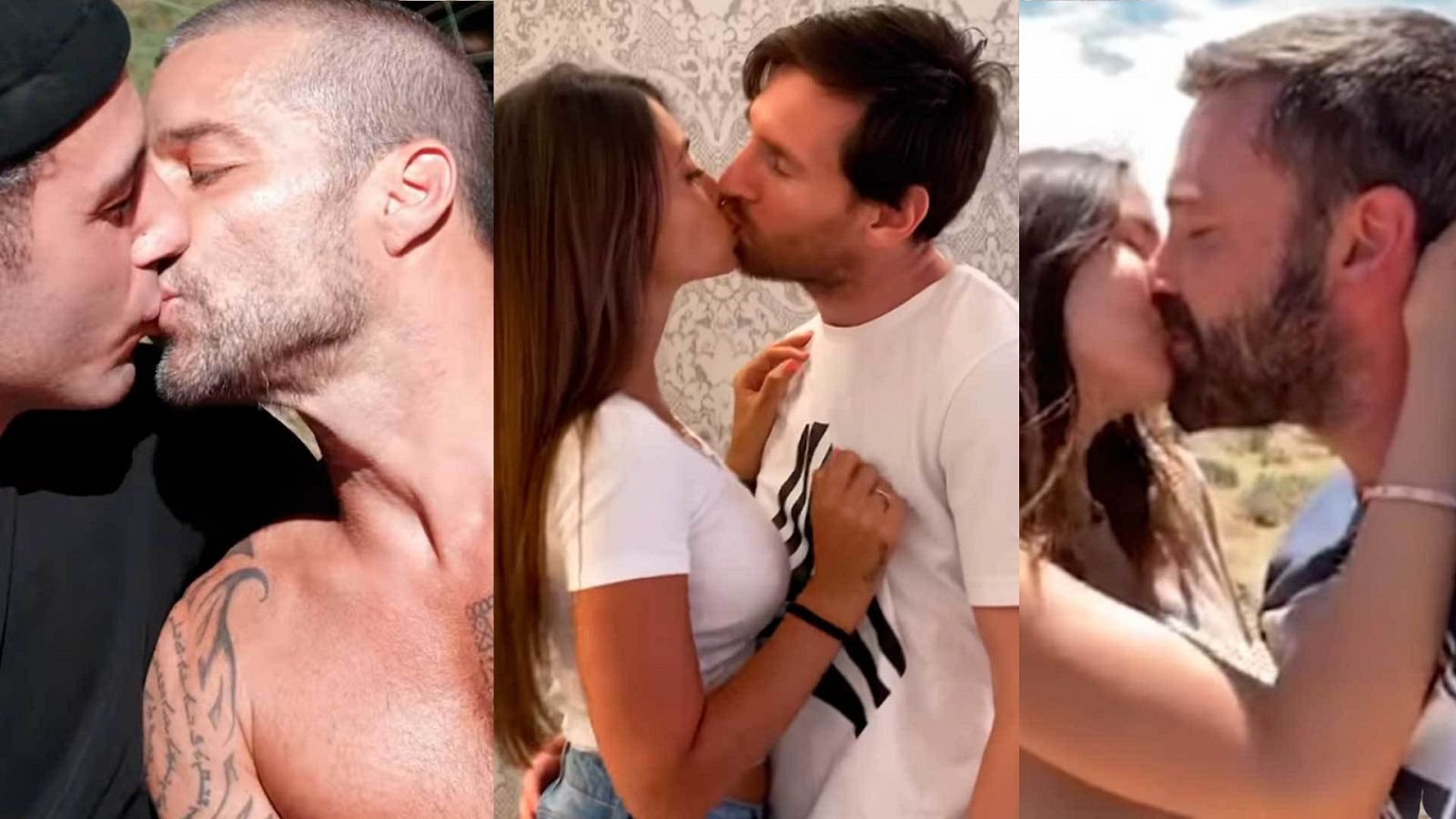 Ricky Martin y Jwan Yosef, Messi y Antonella y Ana de Armas y Ben Affleck, algunas de las parejas que se besan en el vídeo.
