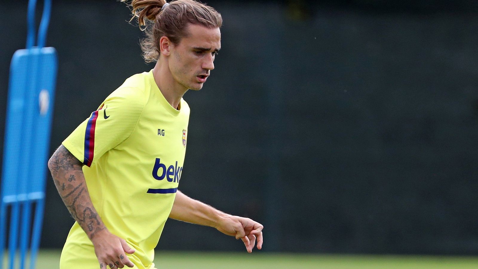 El francés Antoine Griezmann, en un entrenamiento del FC Barcelona.