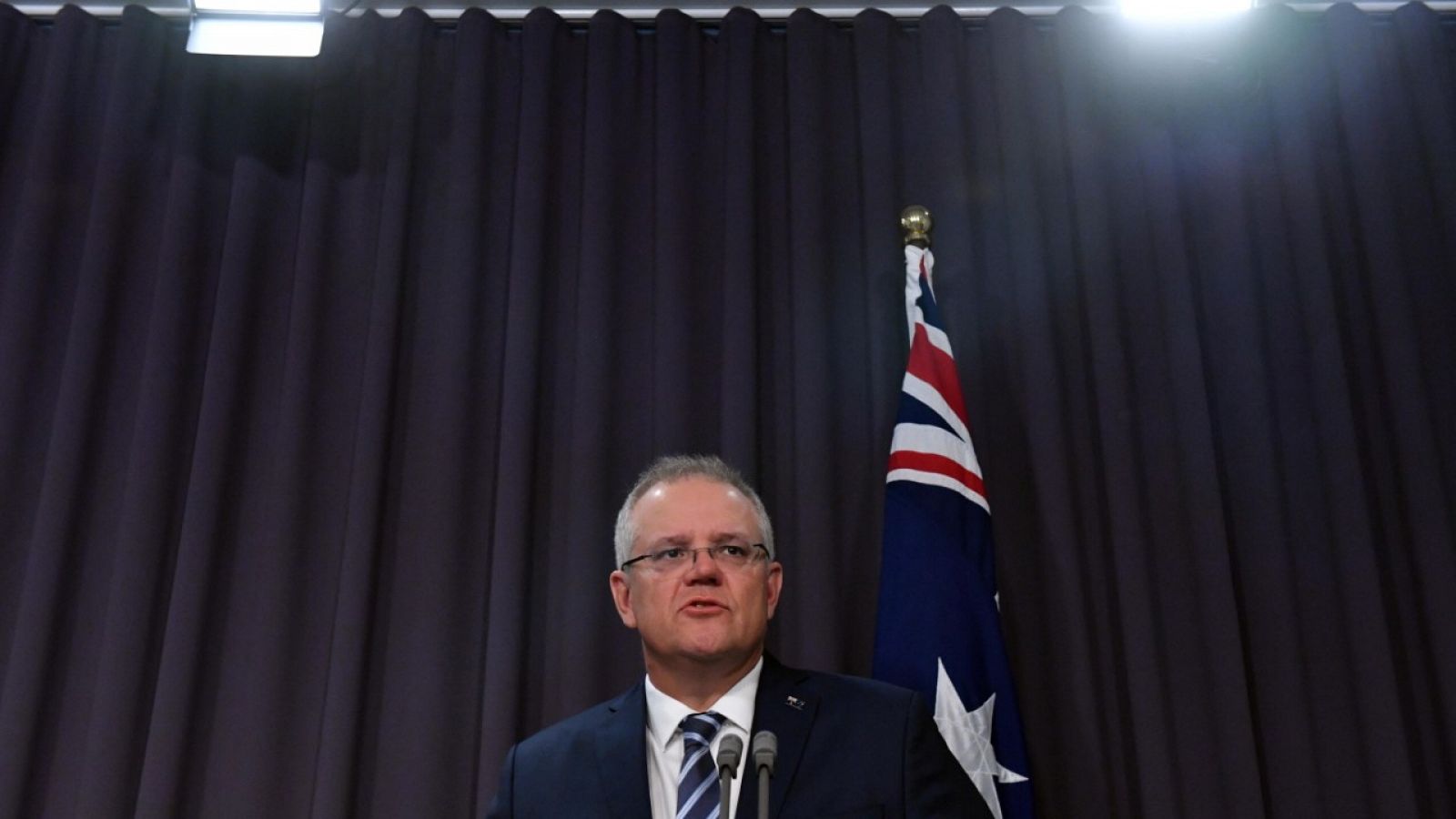 El primer ministro de Australia, Scott Morrison, durante la rueda de prensa en la que ha denuciado el ciberataque.