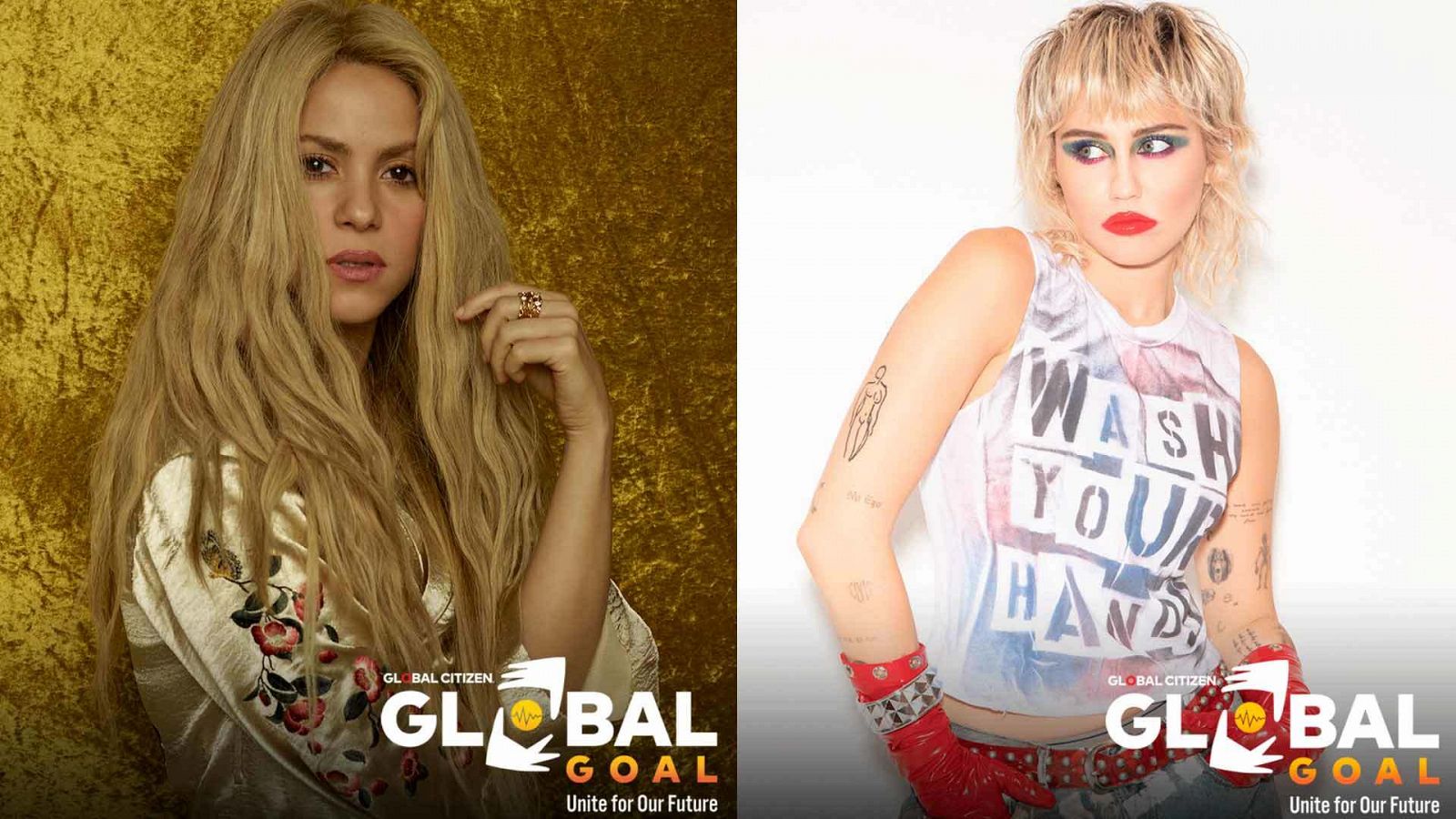 Shakira y Miley Cyrus, dos de las estrellas que actuarán este 27 de junio en el concierto Global Goal que puedes ver en Playz. 