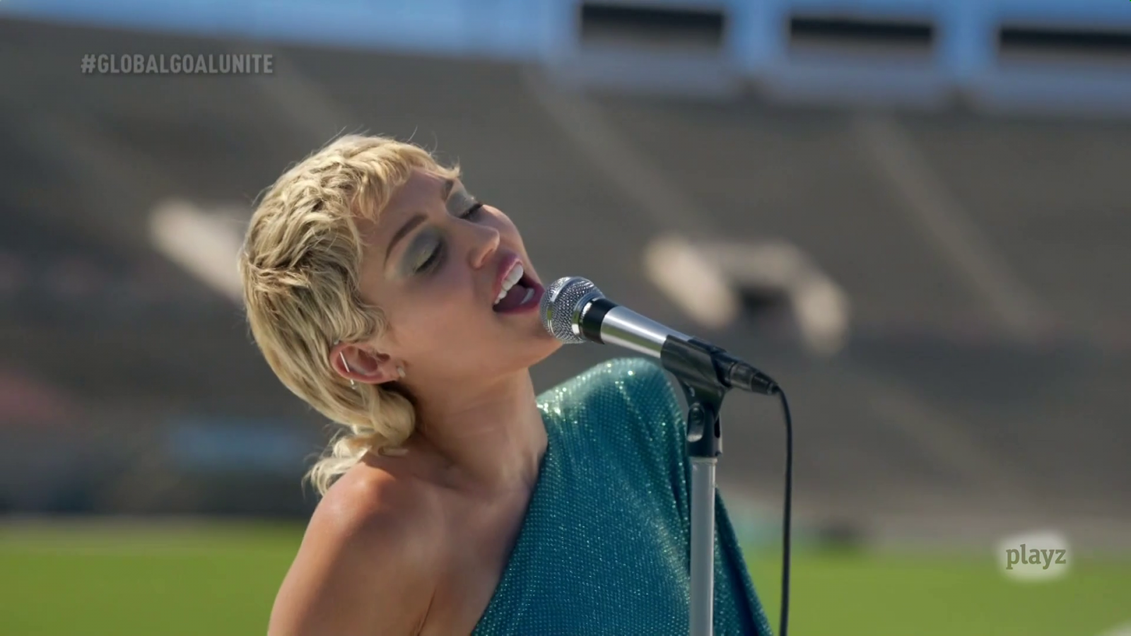 Miley Cyrus en su actuación en el Global Goal: Unite for our future