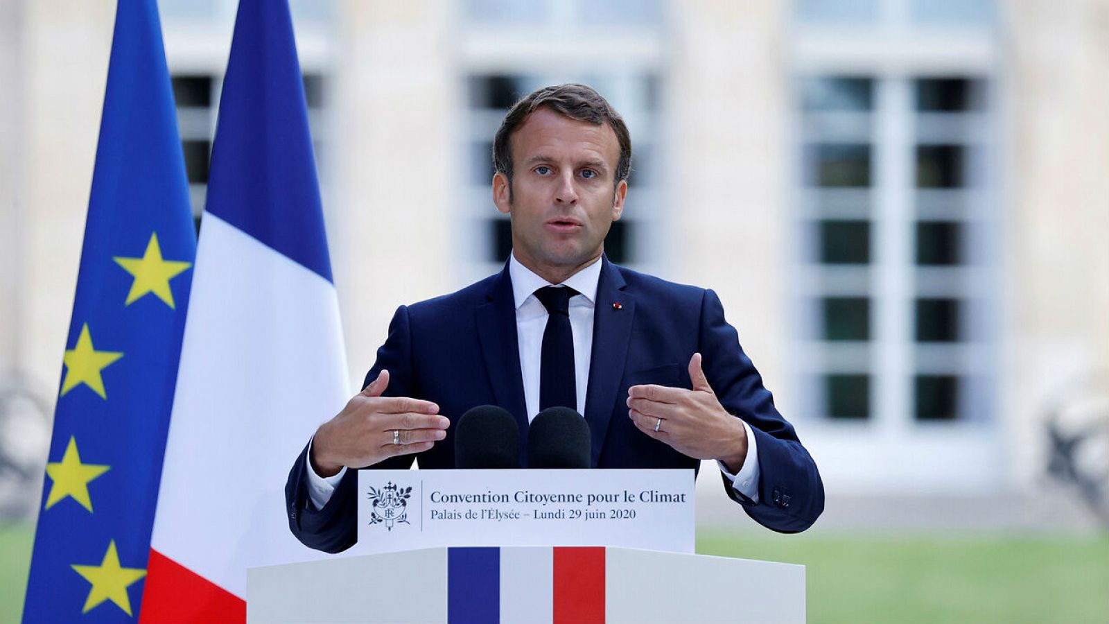 El presidente francés, Emmanuel Macron, durante un discurso