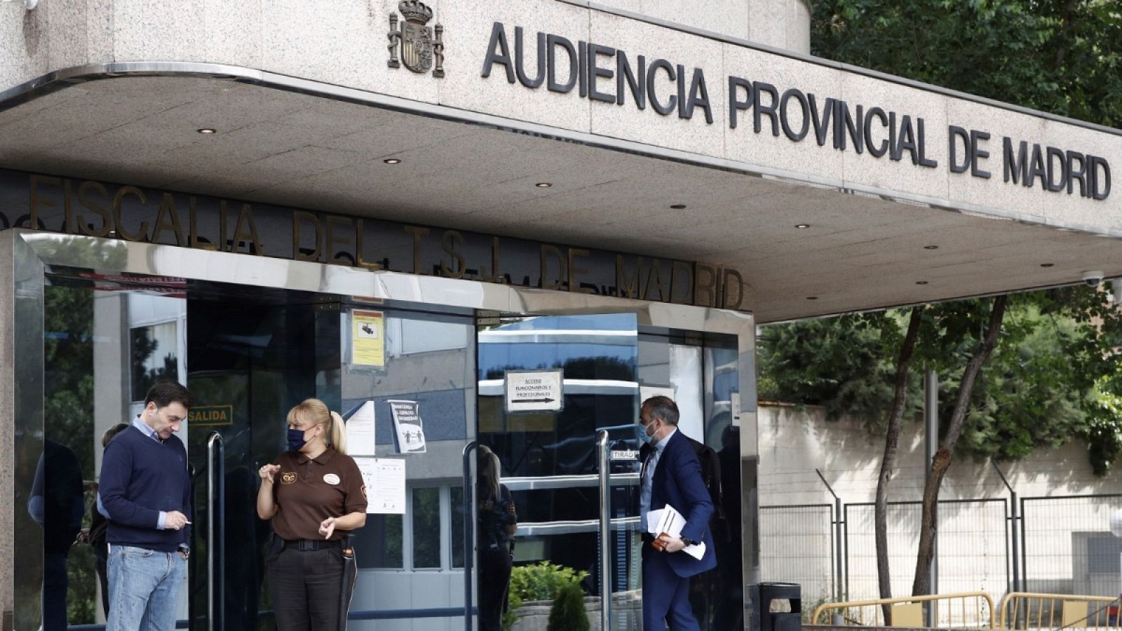 Vista del acceso a la Audiencia Provincial de Madrid