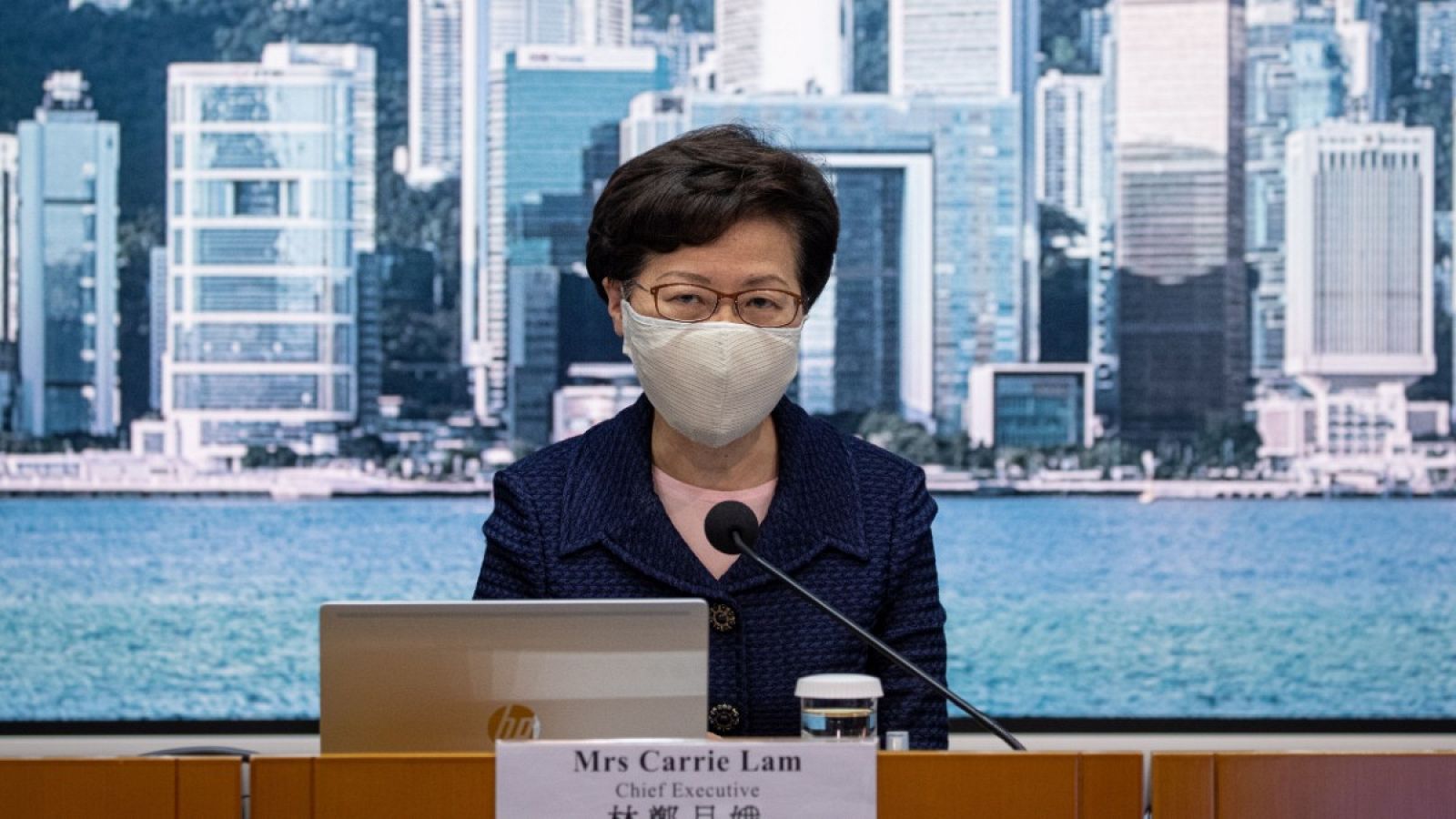 La líder del Ejecutivo de Hong Kong, Carrie Lam, durante una comparecencia