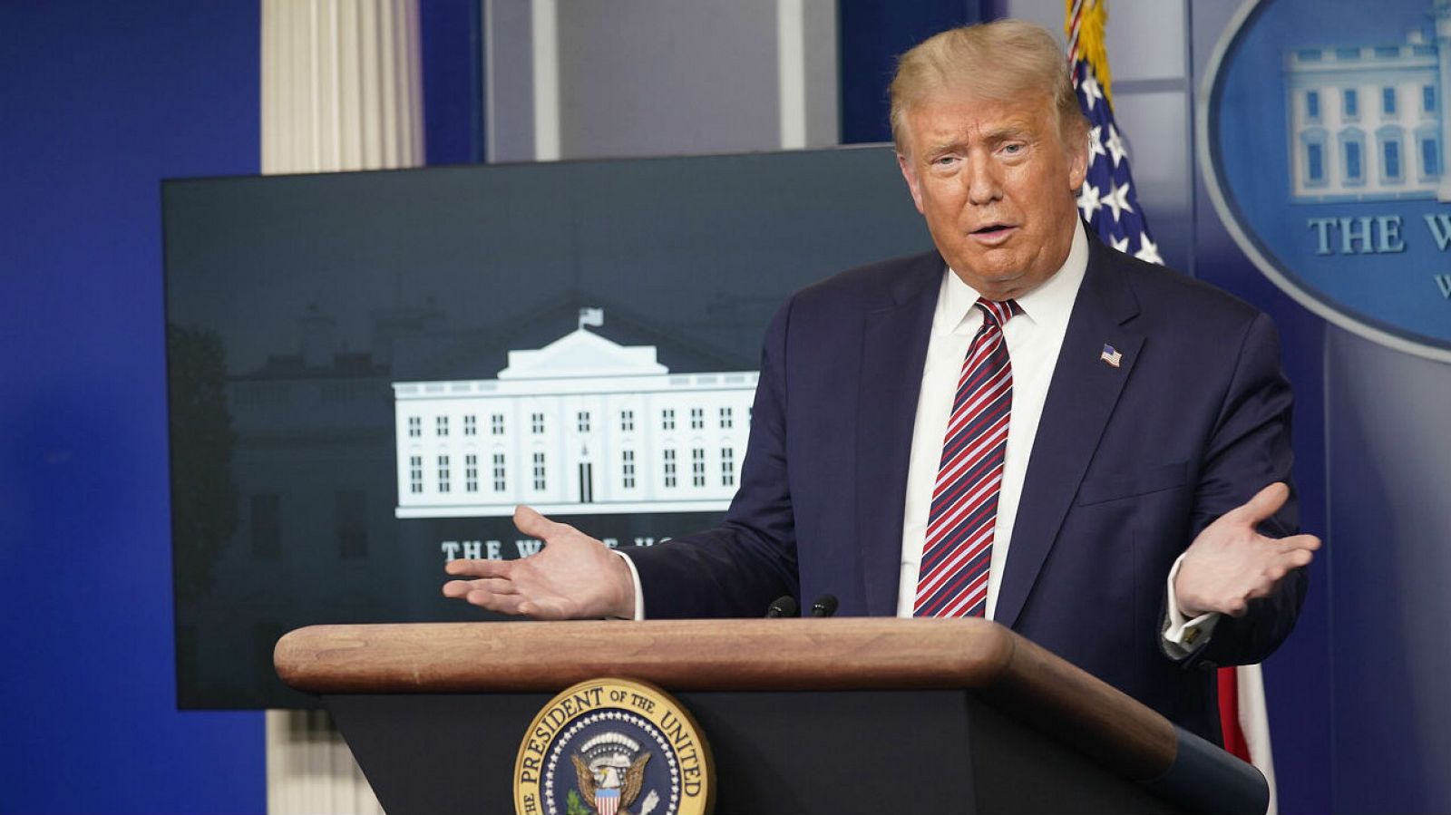 El presidente de Estados Unidos, Donald Trump, durante una conferencia de prensa en la Casa Blanca, en Washington, Estados Unidos.