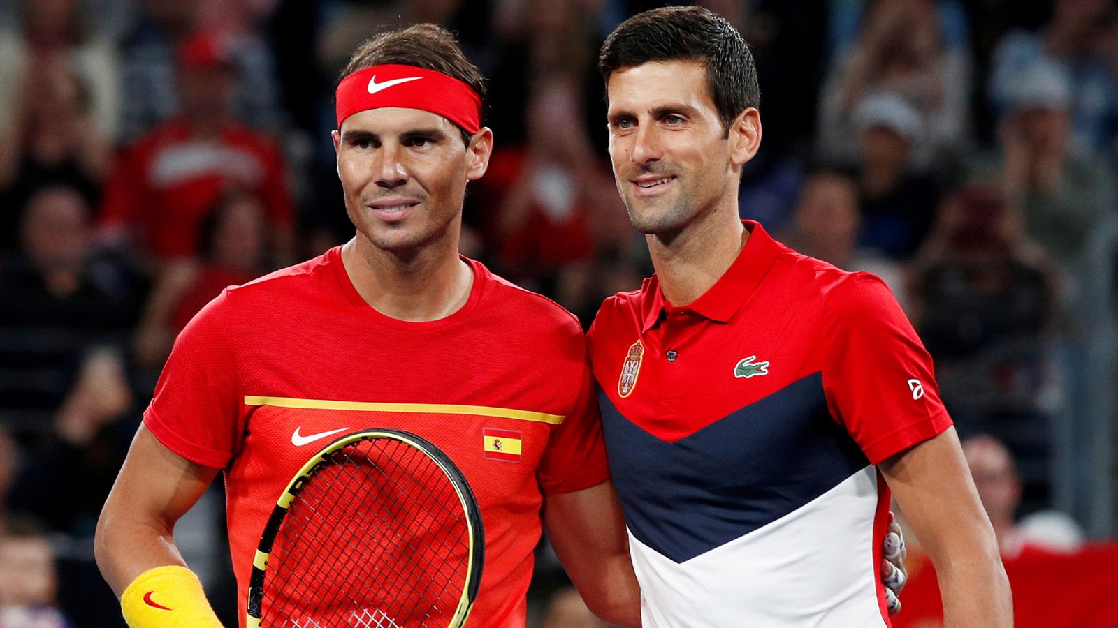 Rafa Nadal y Novak Djokovic, en un partido de la Copa ATP.