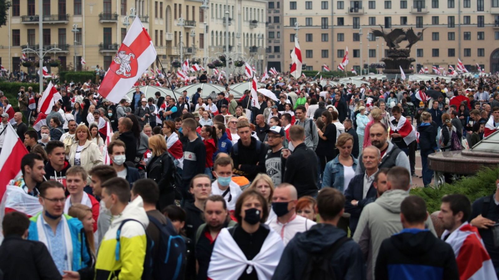Manifestación en Minsk, capital de Bielorrusia, en contra del presidente, Lukashenko