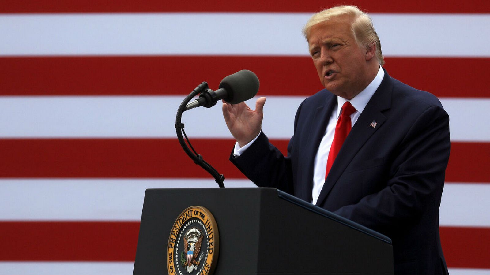 El presidente de los Estados Unidos, Donald Trump, pronuncia un discurso en Carolina del Norte, EE. UU.
