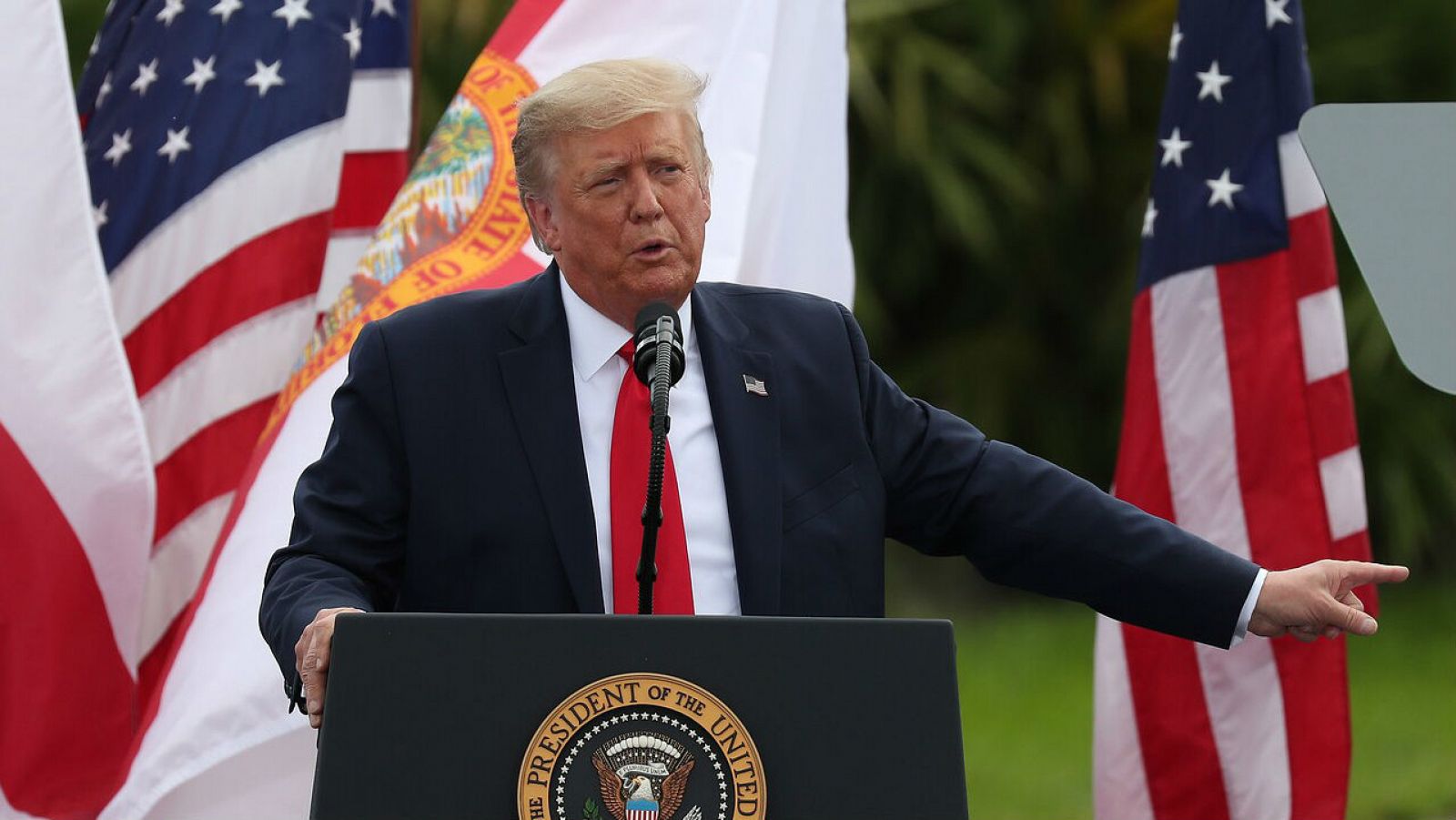 El presidente Donald Trump durante un discurso en Jupiter, Florida, Estados Unidos. 