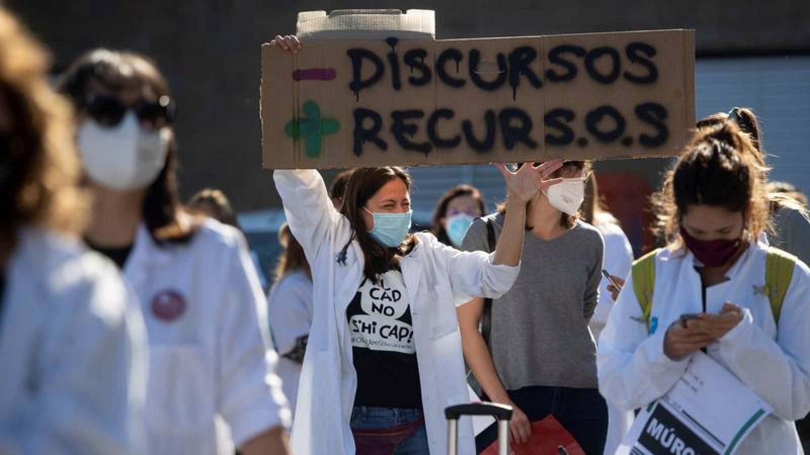  Médicos de la atención primaria de Barcelona durante la hulega convocada por el sindicato Metges de Catalunya.
