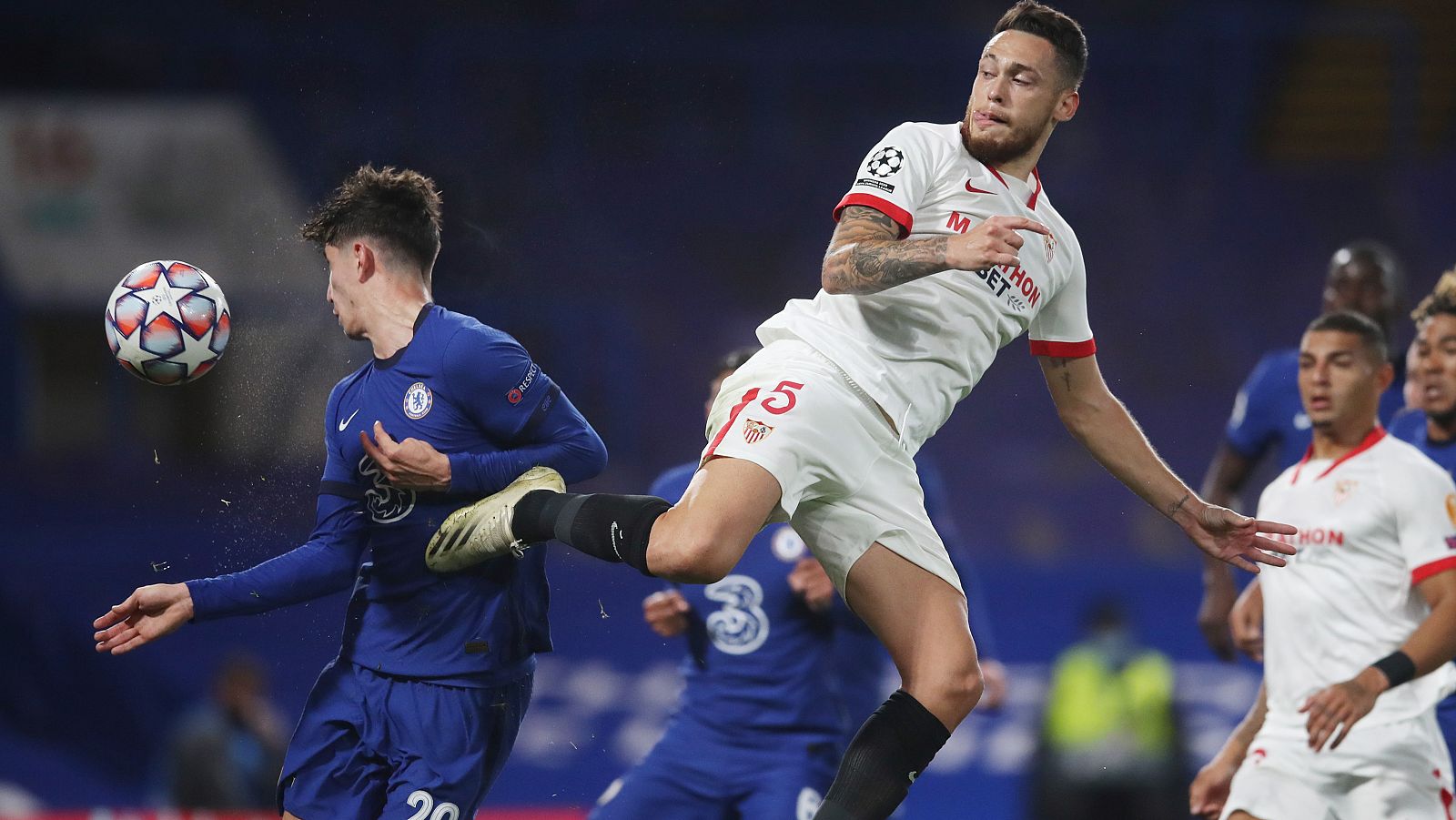 Ocampos, en el partido contra el Chelsea.