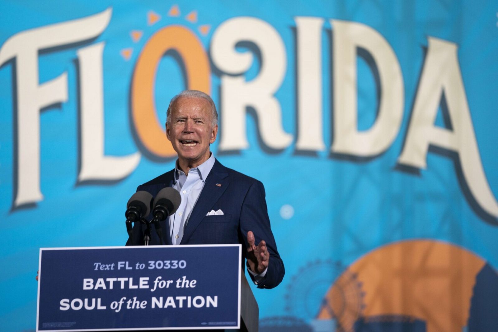 El candidato demócrata a la Presidencia de EE.UU., Joe Biden, en un mítin en Florida