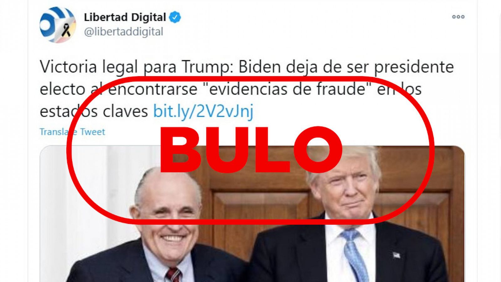 Detalle del tuit sobre las "evidencias de fraude" que ha sido etiquetado por Twitter