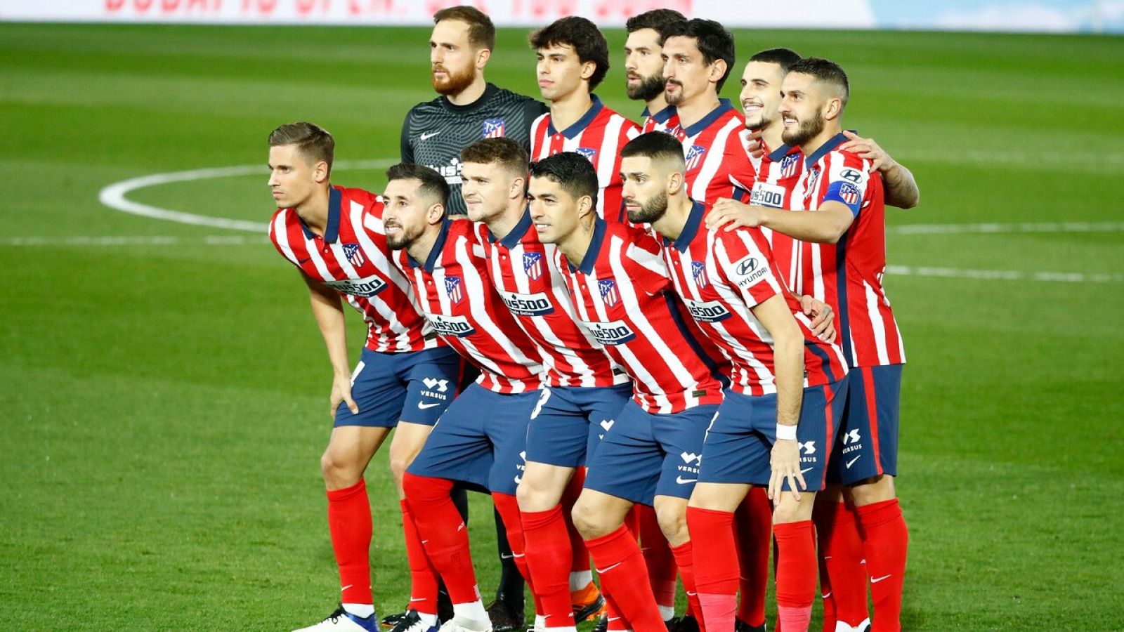 Los once del Atlético de Madrid en el pasado derbi.