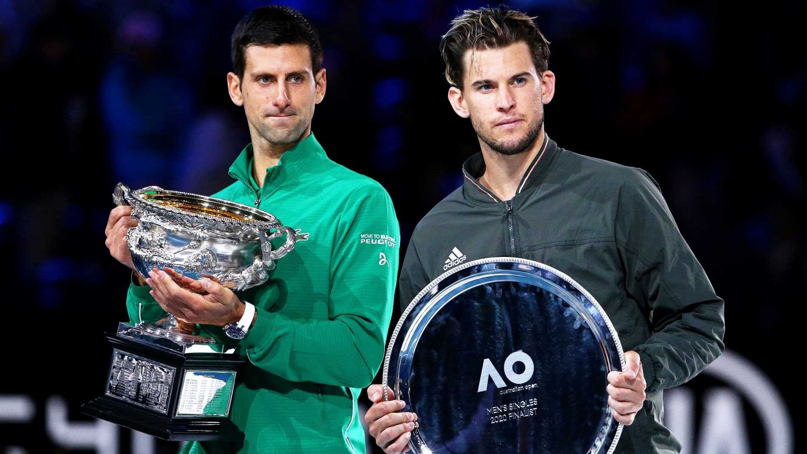 Novak Djokovic y Dominic Thiem, campeón y finalista del Open de Australia 2020.