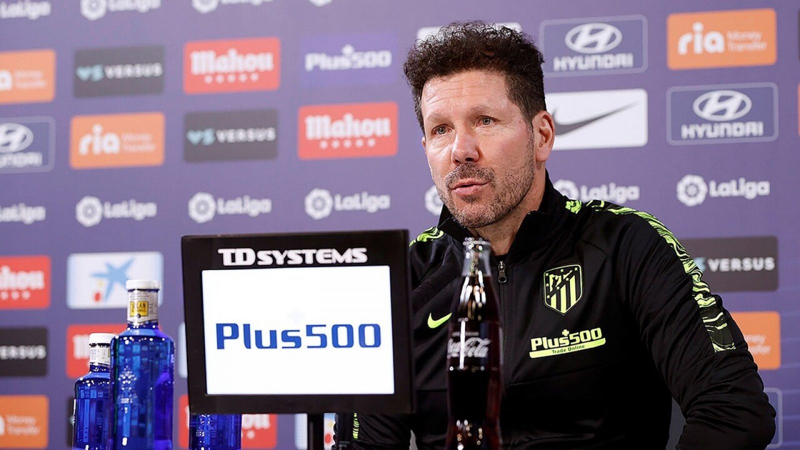 El entrenador del Atlético de Madrid, Diego Simeone, en rueda de prensa.