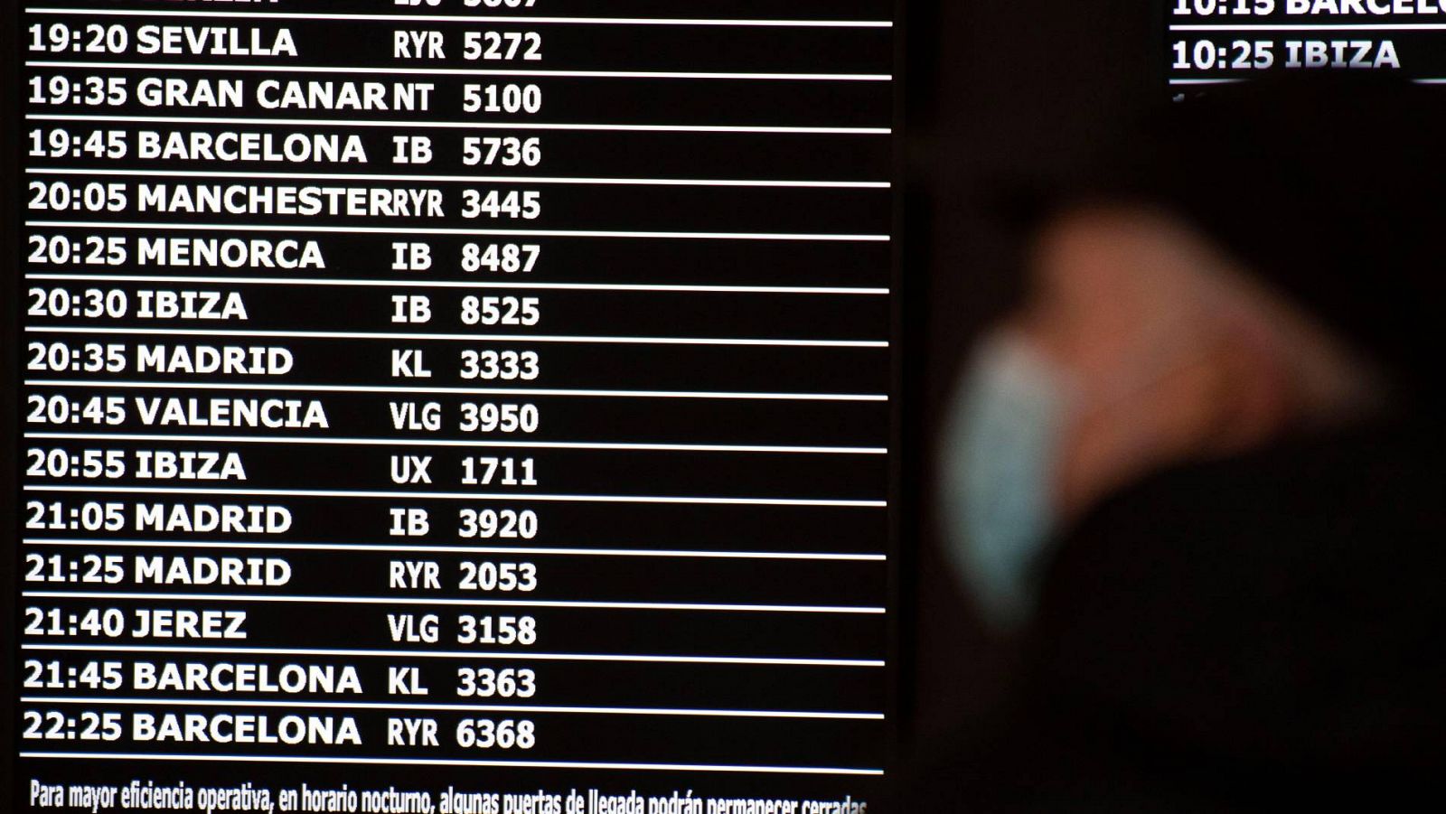 Panel informativo en el aeropuerto de Palma