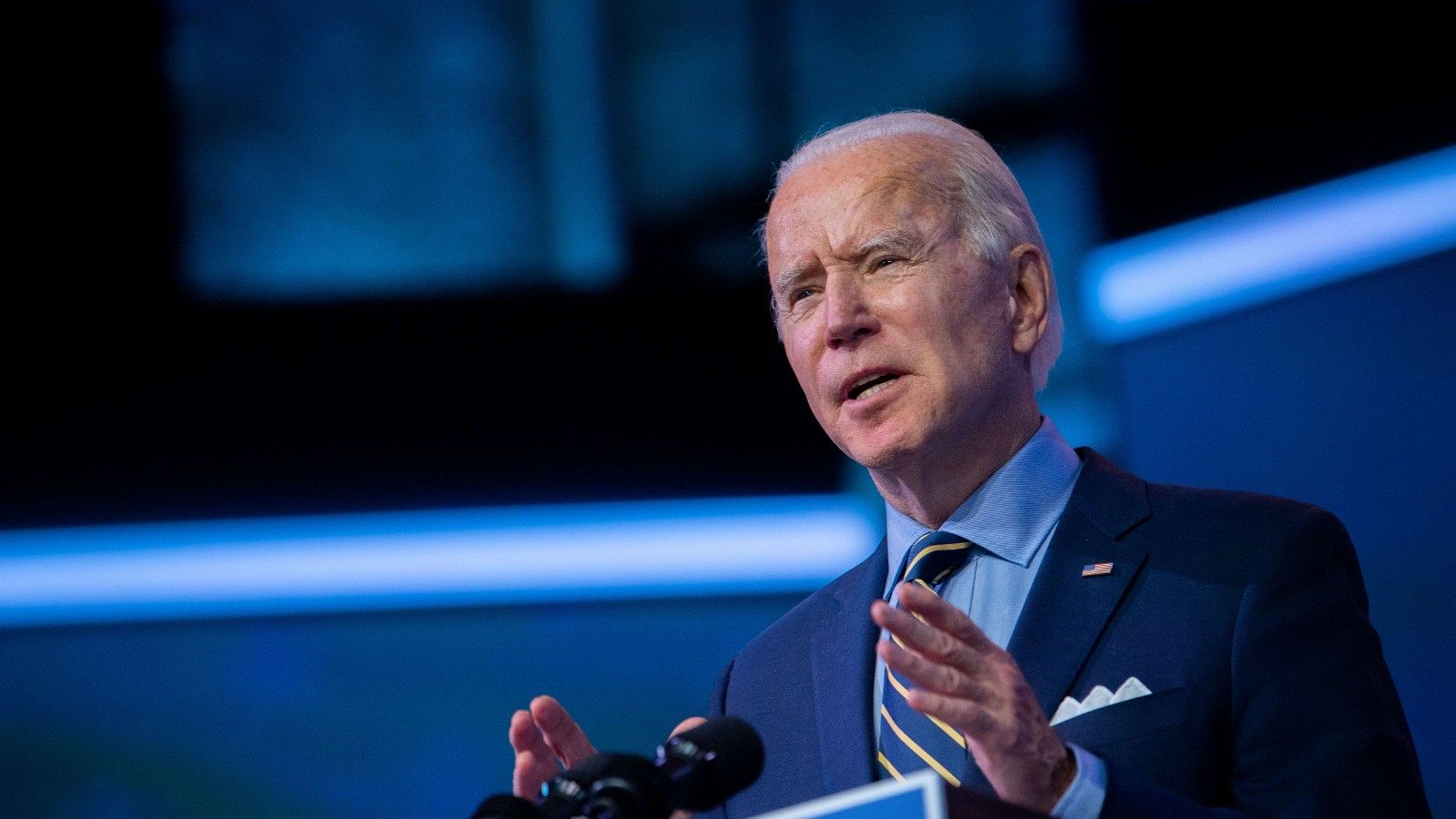 El presidente electo de Estados Unidos, Joe Biden, en un discurso este lunes desde Delaware.