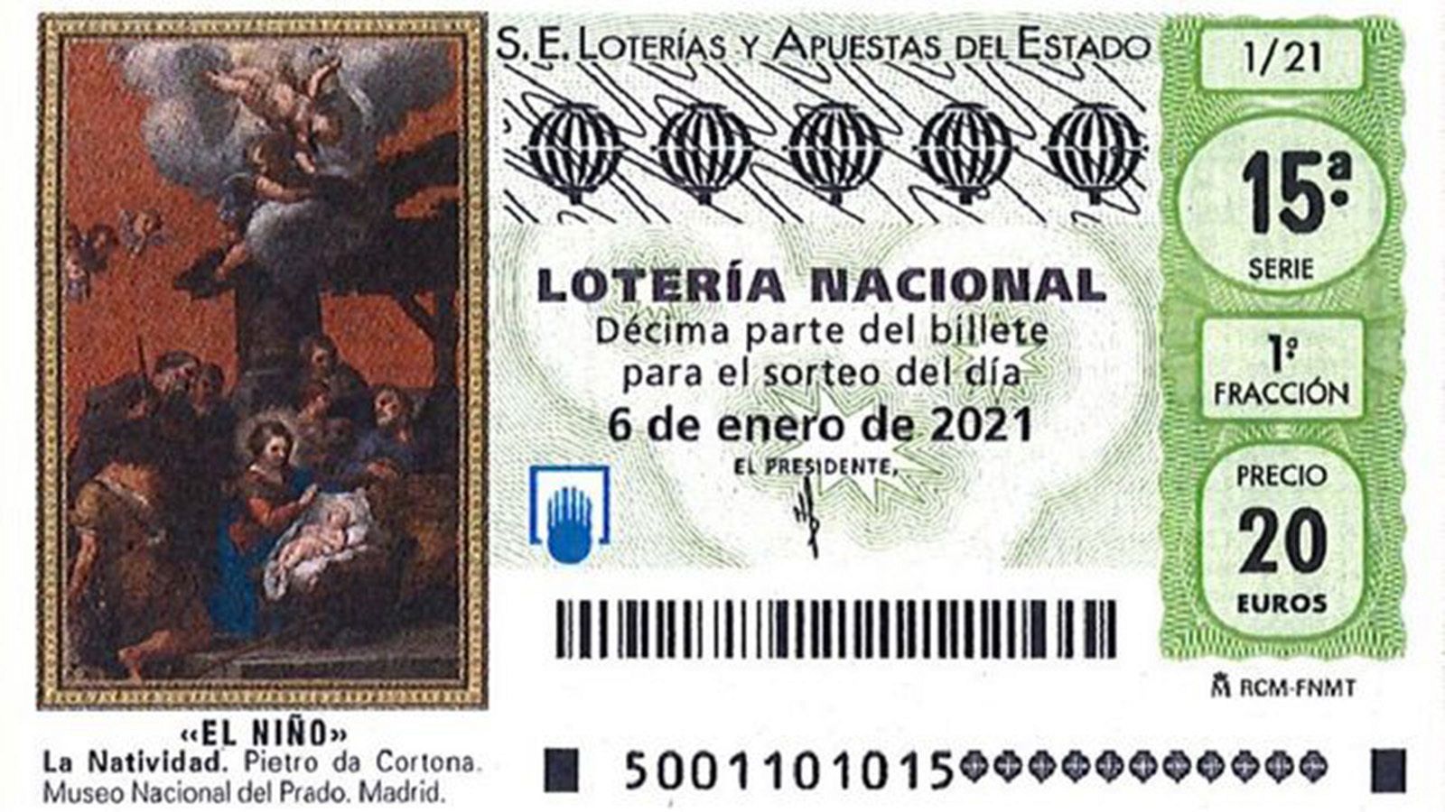 Miércoles 6 de enero a las 12:00 horas desde el Salón de Sorteos de Loterías y Apuestas del Estado