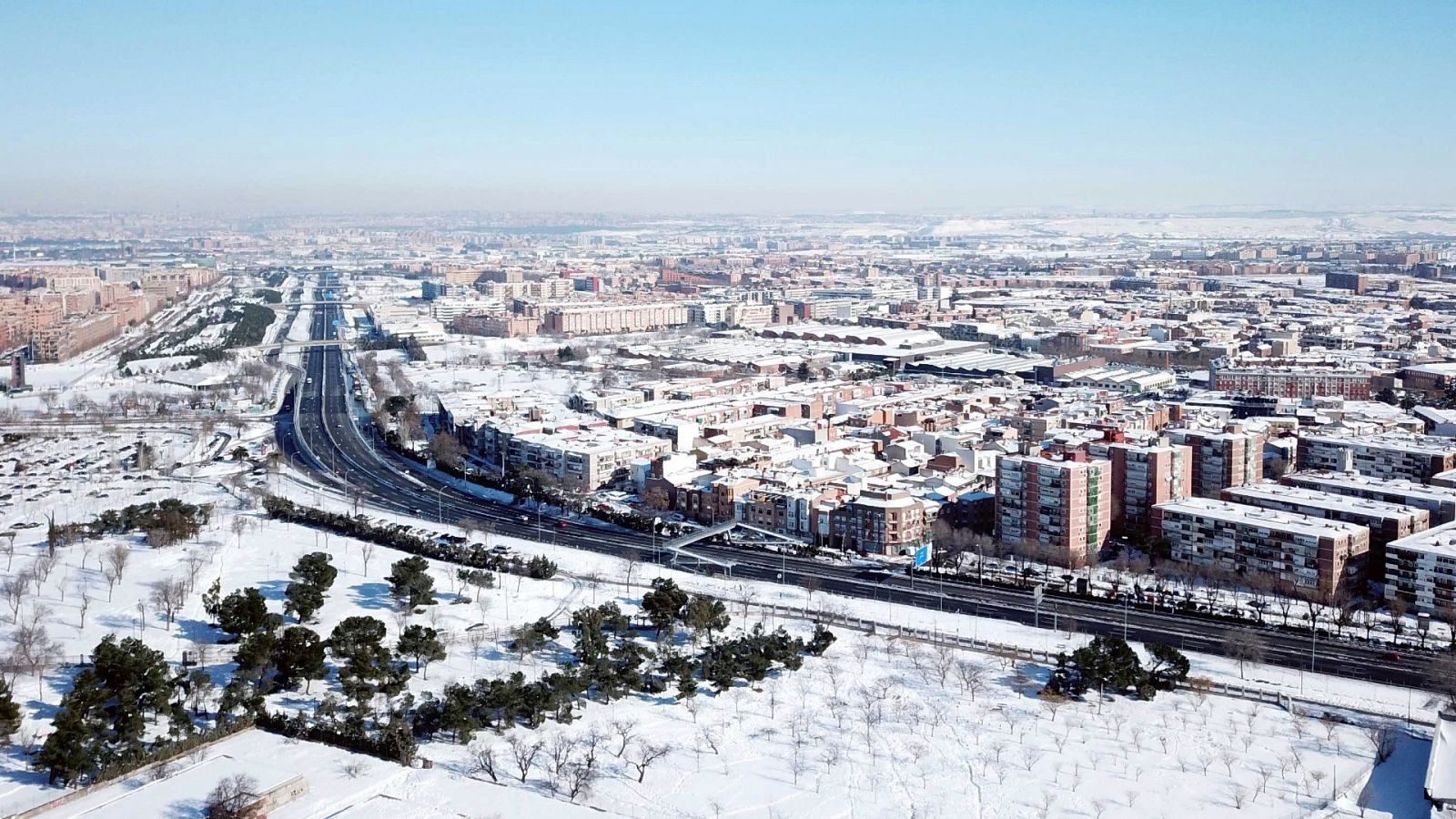 Vista de la carretera de Toledo a su paso por la localidad madrileña de Getafe