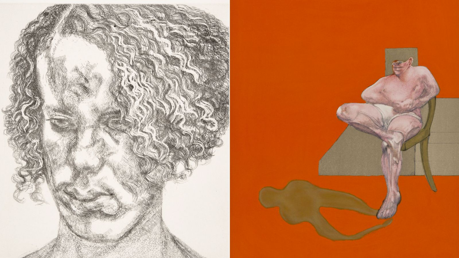 "Girl with Fuzzy Hair" (2004), de Lucien Freud, y "Triptych", de Francis Bacon (1983).